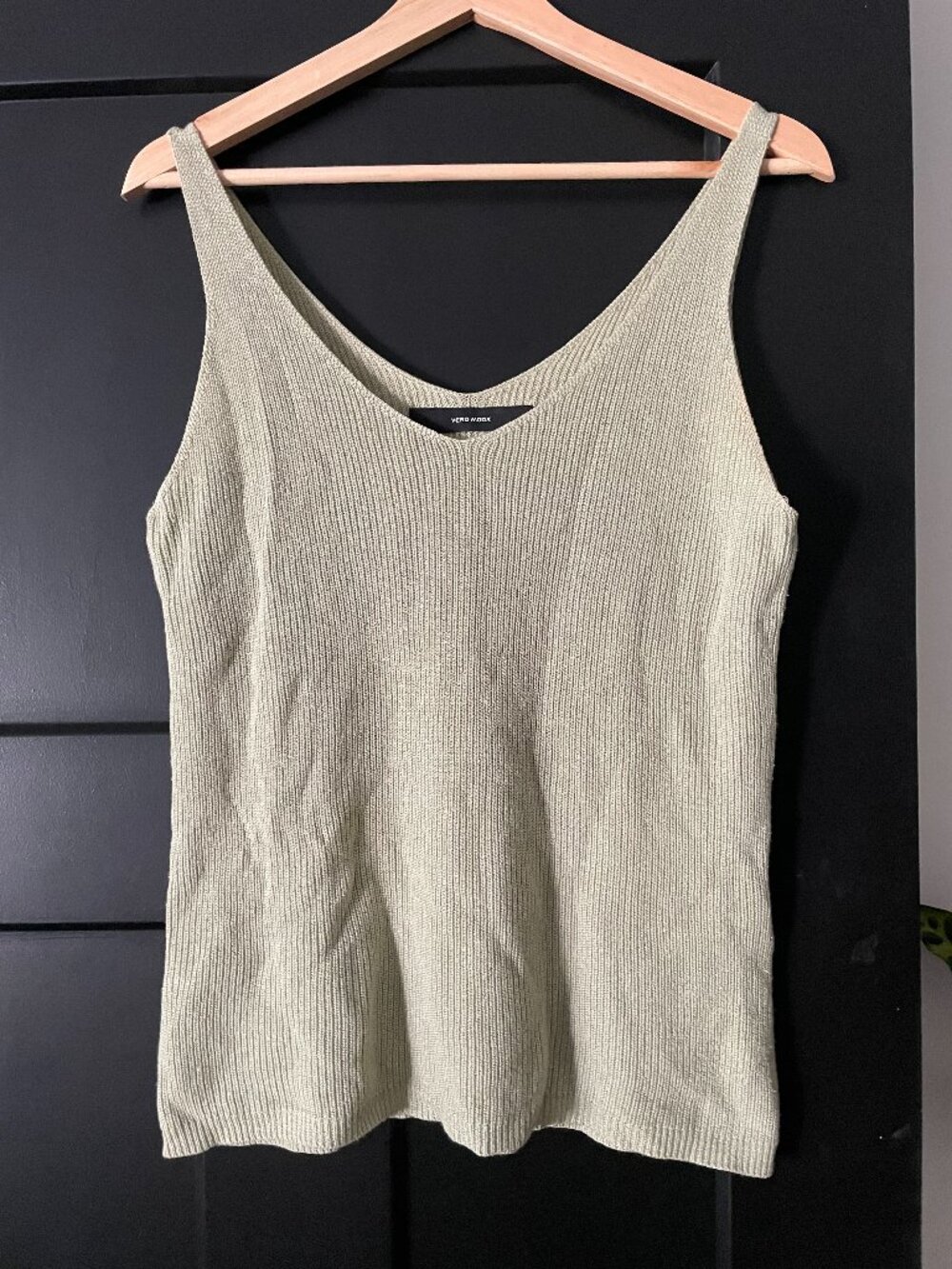 Vero Moda Sage Green Ribbed Knit Tank Top, Size Small